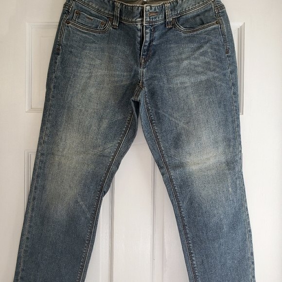 Loft Curvy Crop Blue Five Pocket Jeans Straight Leg size 4 - Picture 5 of 5